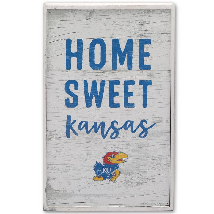Décoration murale en bois Home Sweet Kansas de l'Université du Kansas pour la vente par Open Road Brands, LLC