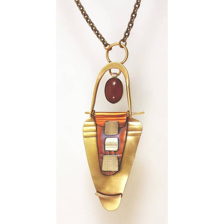 Swing and Sway Necklace Sterling and Brass Carnelian for wholesale by Whitney Designs Ltd.