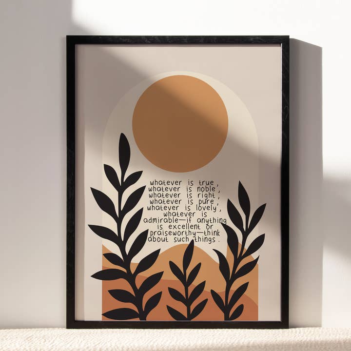 Philippians 4:8 Verse Boho Scenic Art for wholesale by OLFFE