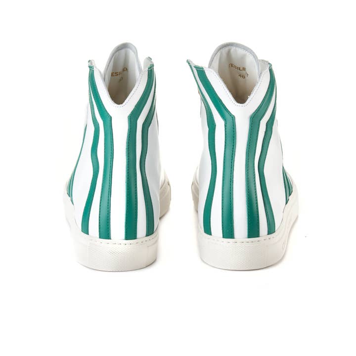 Resilient S16 Women White leather green wing mid cut for wholesale on Faire