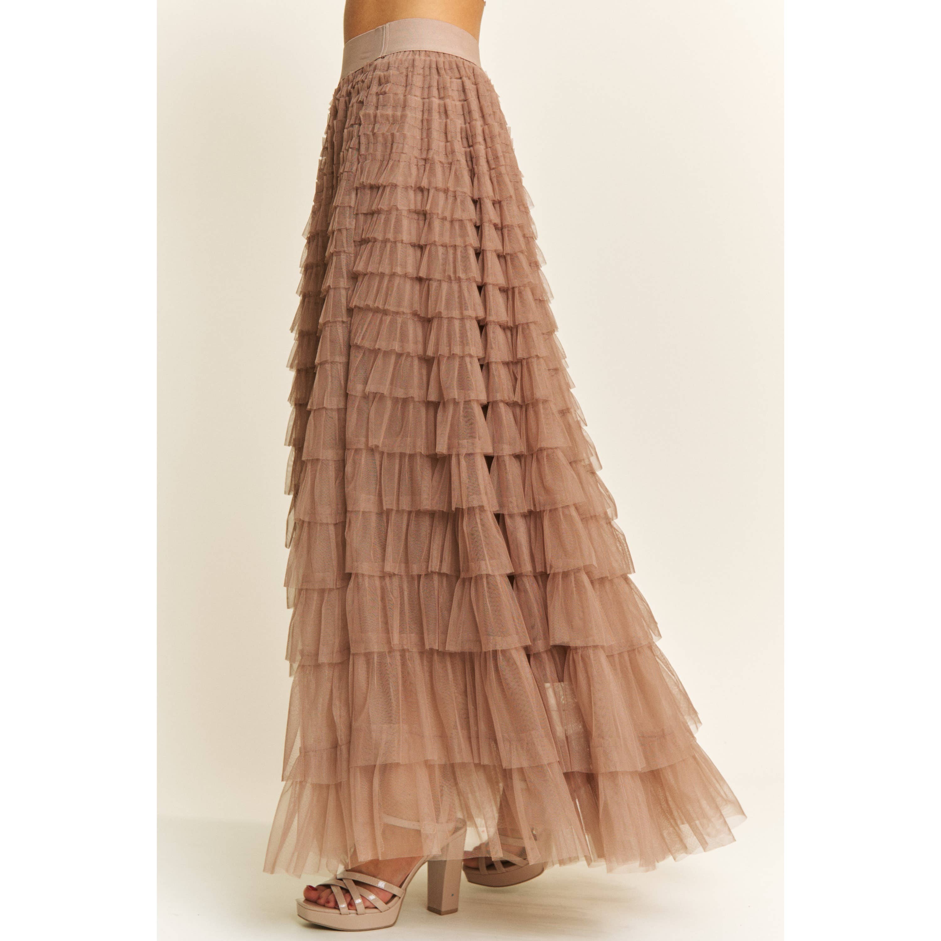 Sweet Generis - Wholesale Skirt - Women's - CASCADING TULLE MESH TIERED MAX SKIRT11