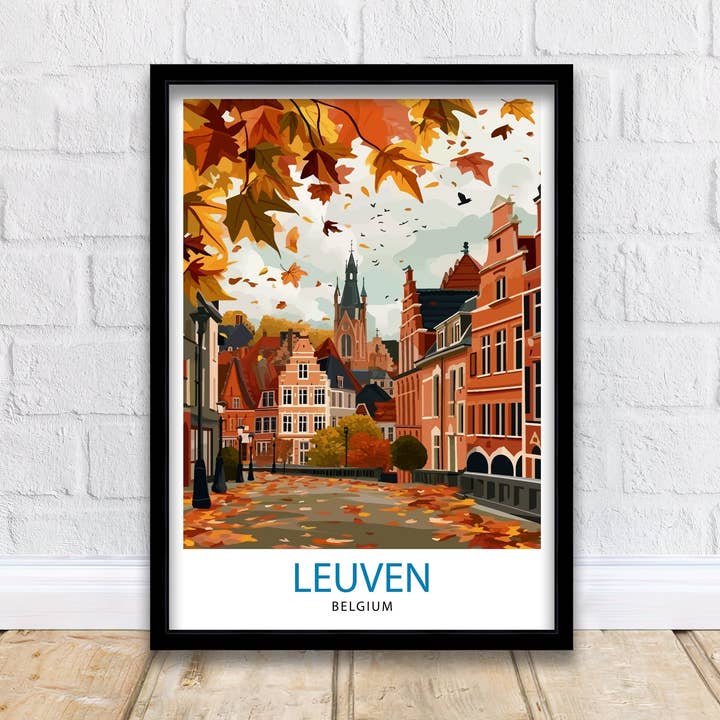 Leuven Belgium Travel Poster Leuven Wall Art Leuven Home Decor Leuven Illustration Travel Poster Gift For Leuven Belgium Home Decor for wholesale by InkNPrintz