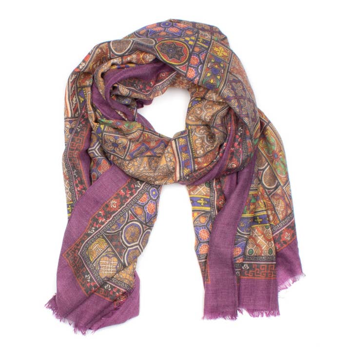 Sciarpa Hannut lilla in viscosa con fantasia per la vendita all'ingrosso da parte di 7East