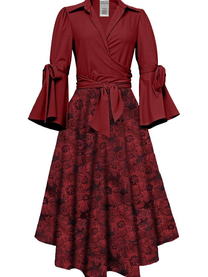 Chic Star Jacquard-Kombikleid in Übergröße mit Prägung in Rot 05 für den Großhandel von CHIC STAR