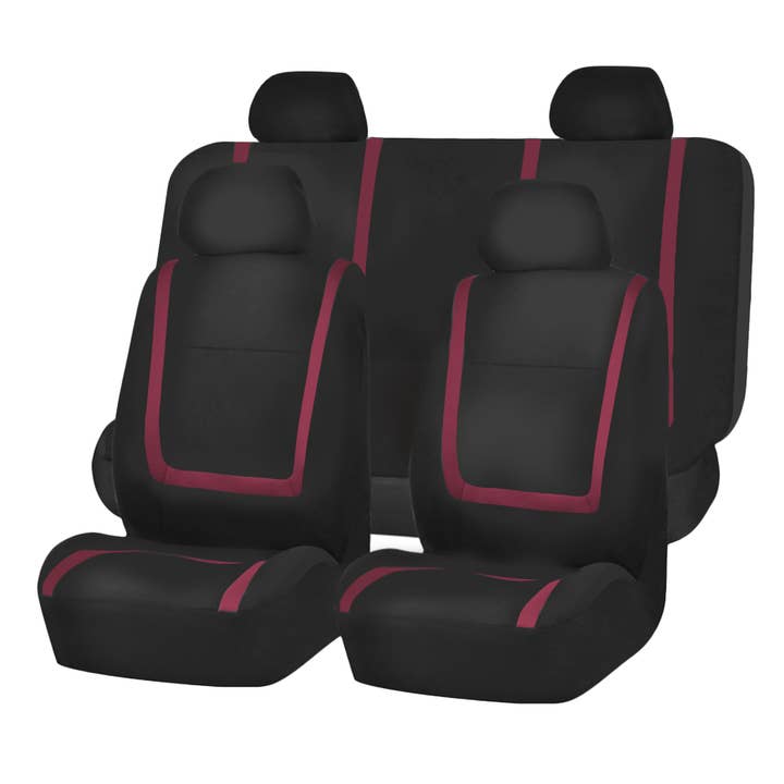 Unique Flat Cloth Seat Covers - Full Set Burgundy for wholesale by FH GROUP