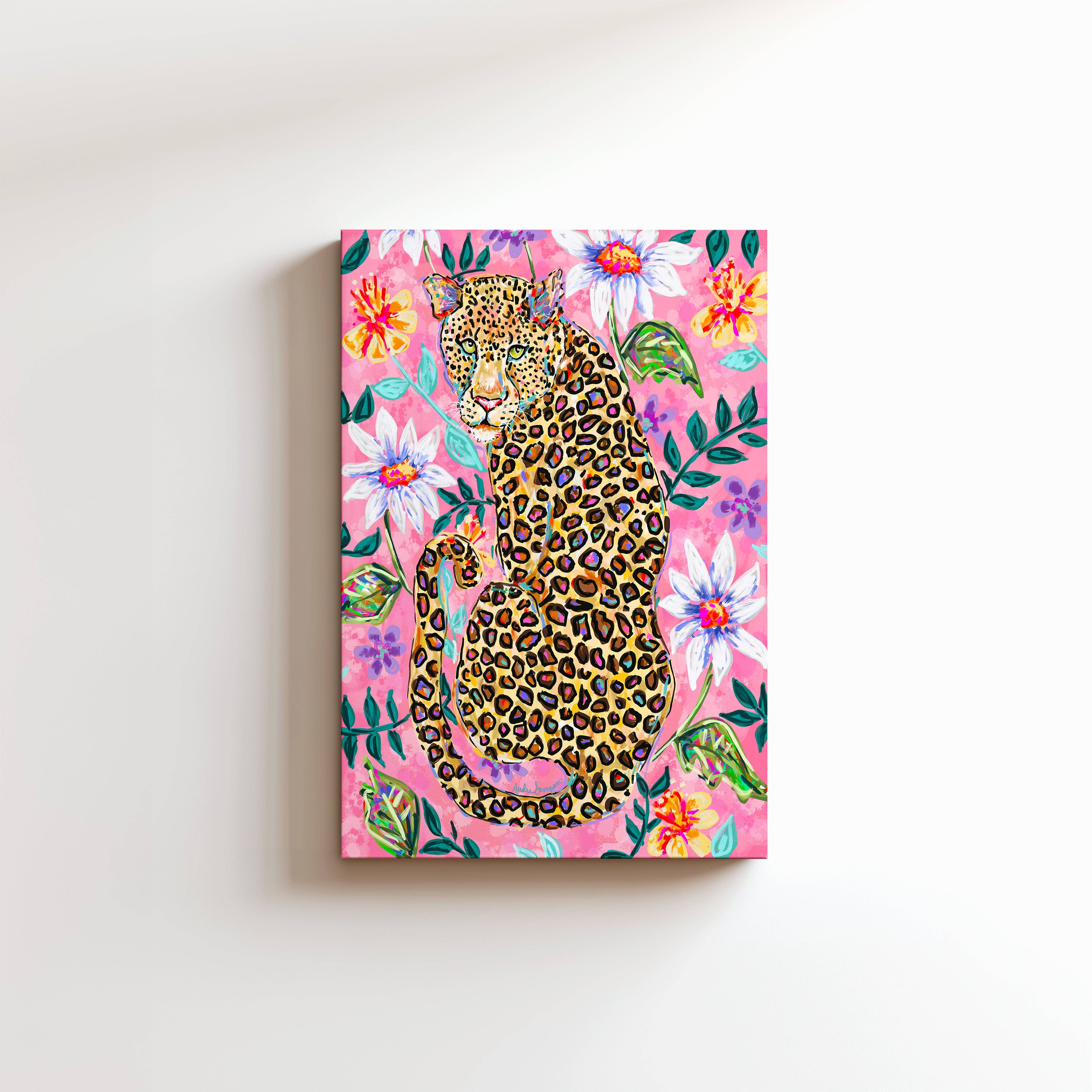 Audra Style - Wholesale Art Print - Leopard Floral Canvas Print - Cheetah Art Painting1