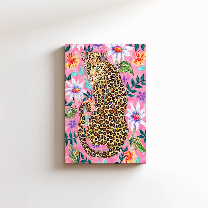 Audra Style - Wholesale Art Print - Leopard Floral Canvas Print - Cheetah Art Painting1