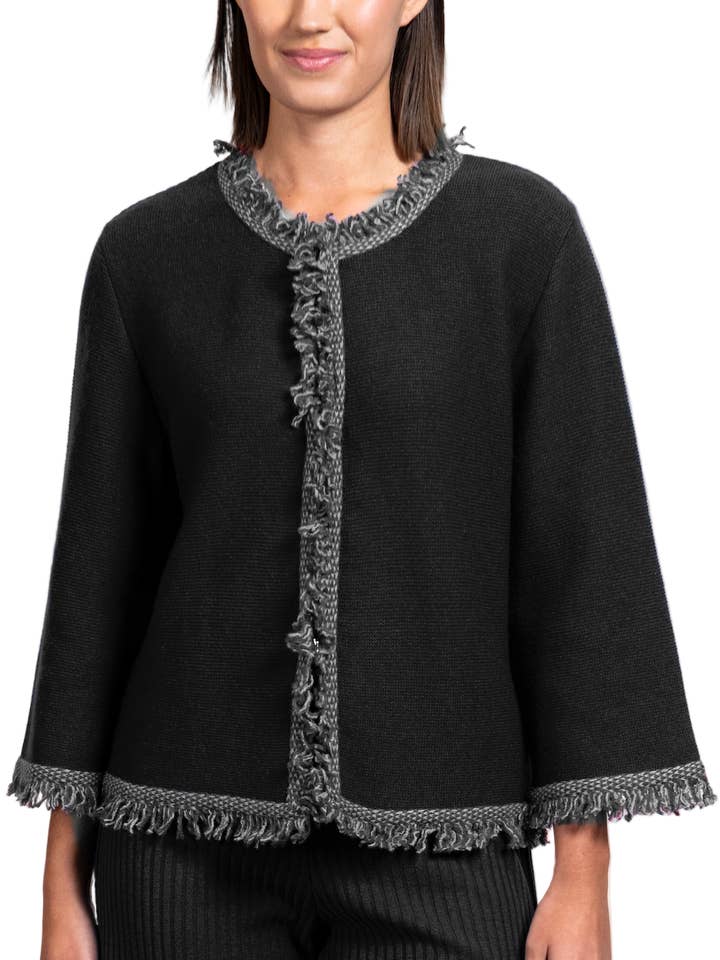 Veste à franges Rita ; Anthracite pour la vente par Biana