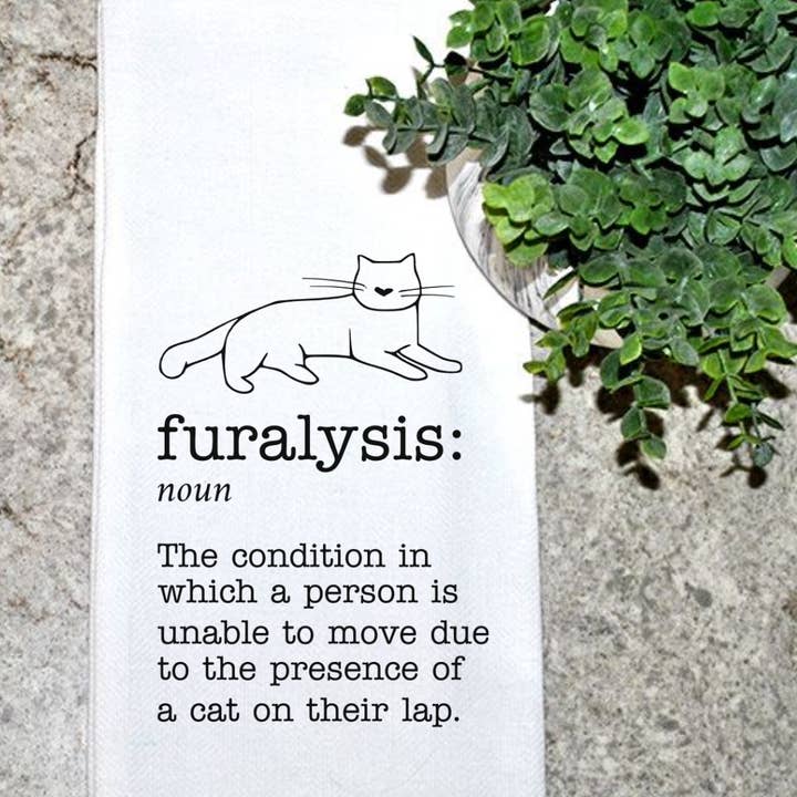furalysis /noun/ cat on lap for wholesale by Geez Louise Goods