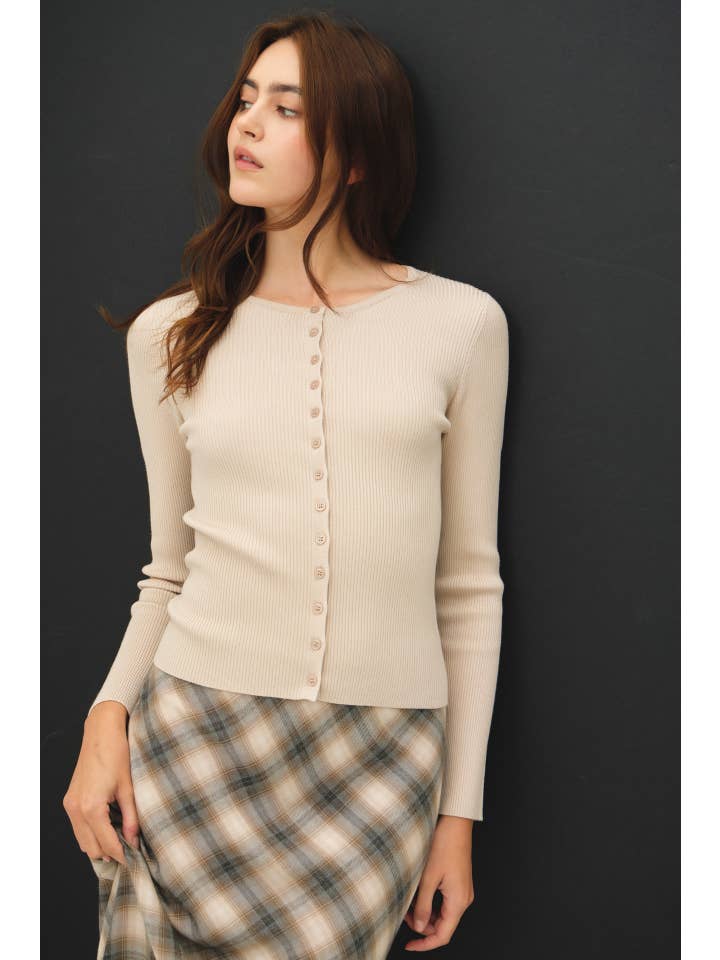 Be Cool - Wholesale Cardigan - Women's - RIBBED BUTTON UP CARDIGAN 11