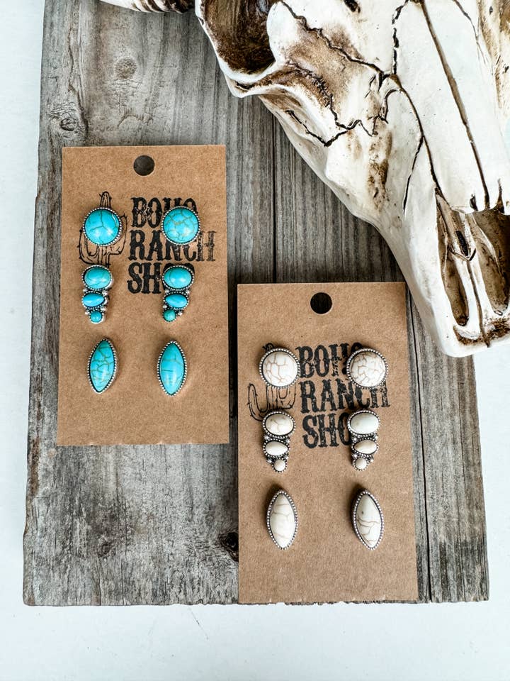 3 Pair Western Earring Set for wholesale by Boho Ranch Shop