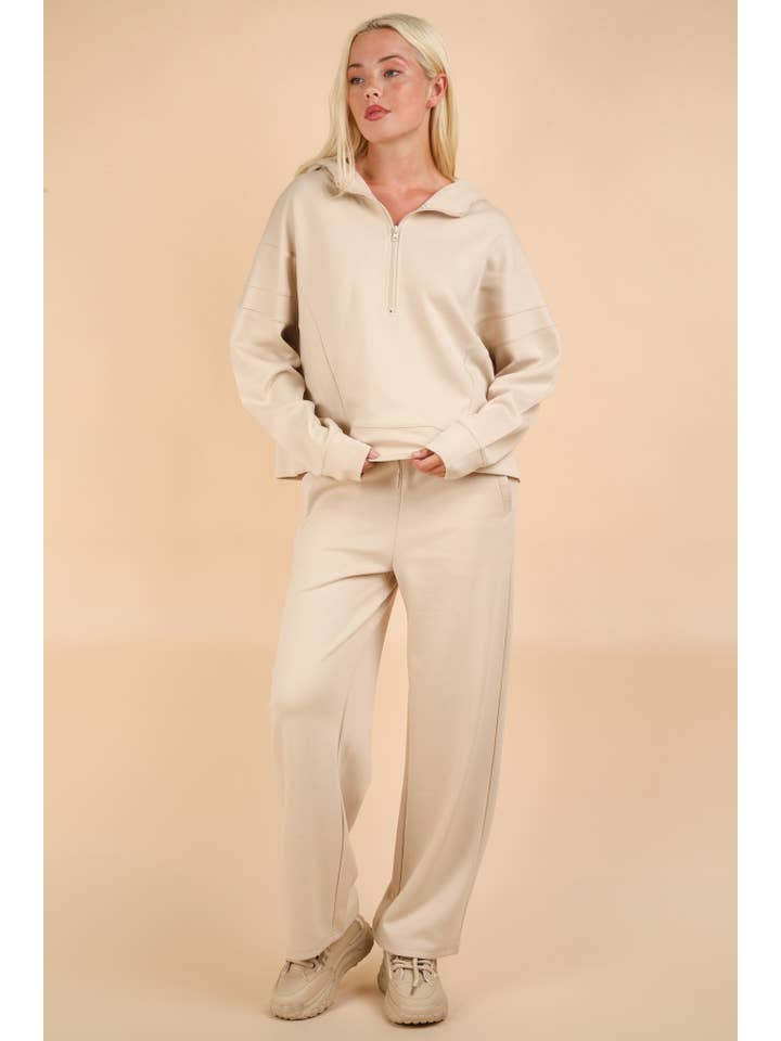 VERY J - Wholesale Activewear Set - Women's - NT11882SET-Oversized Knit Loungewear Top & Pants Set
