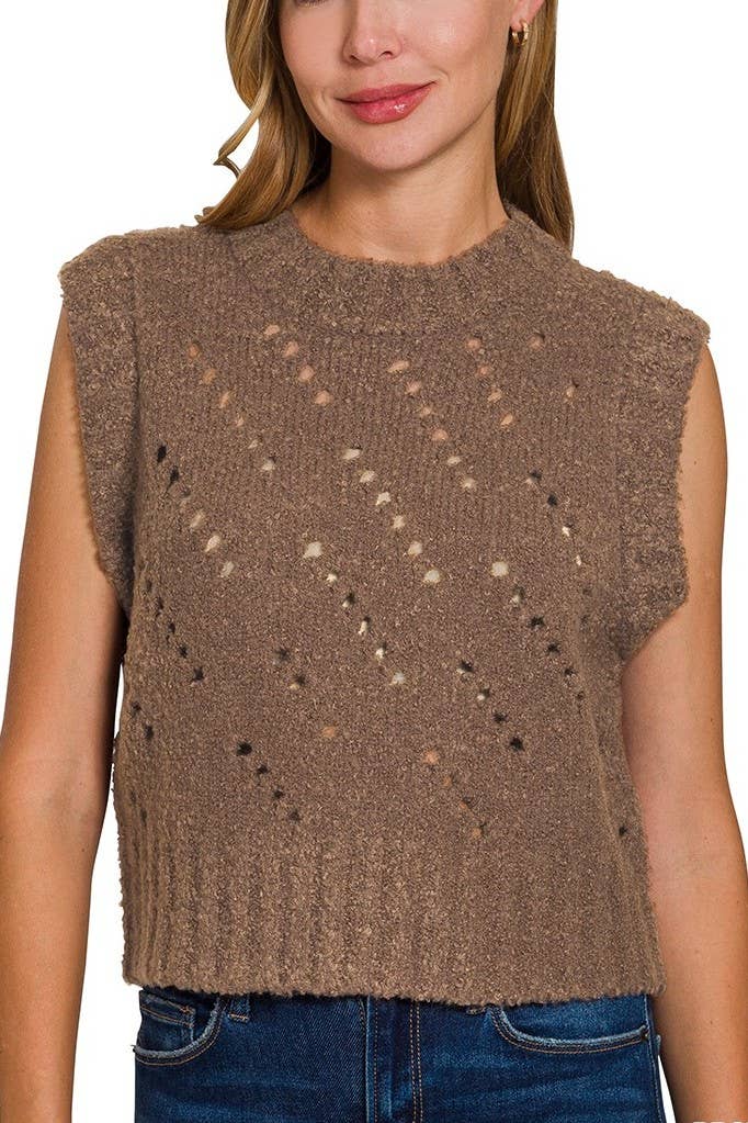 Vanilla Monkey - Wholesale Sweater Vest - Women's - Textured Wool Sweater Vest7