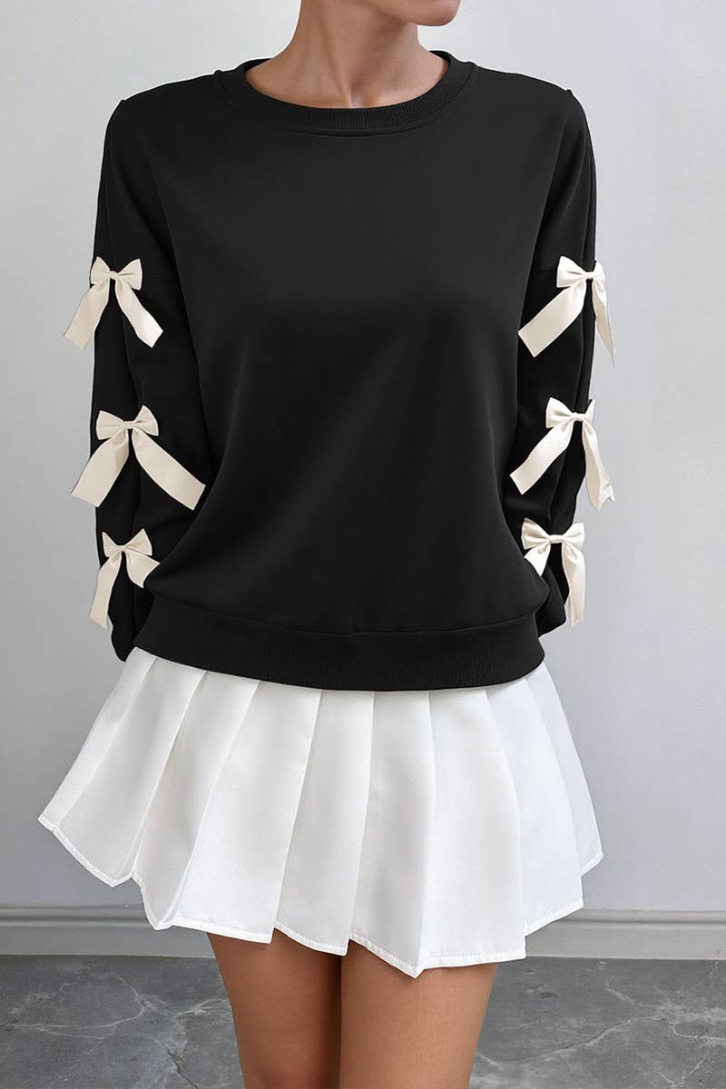 NINEXIS - Vente Chemisier – femme - CWTBLL4035_PULL DE NOËL À COL ROND AVEC NŒUD ROUGE6