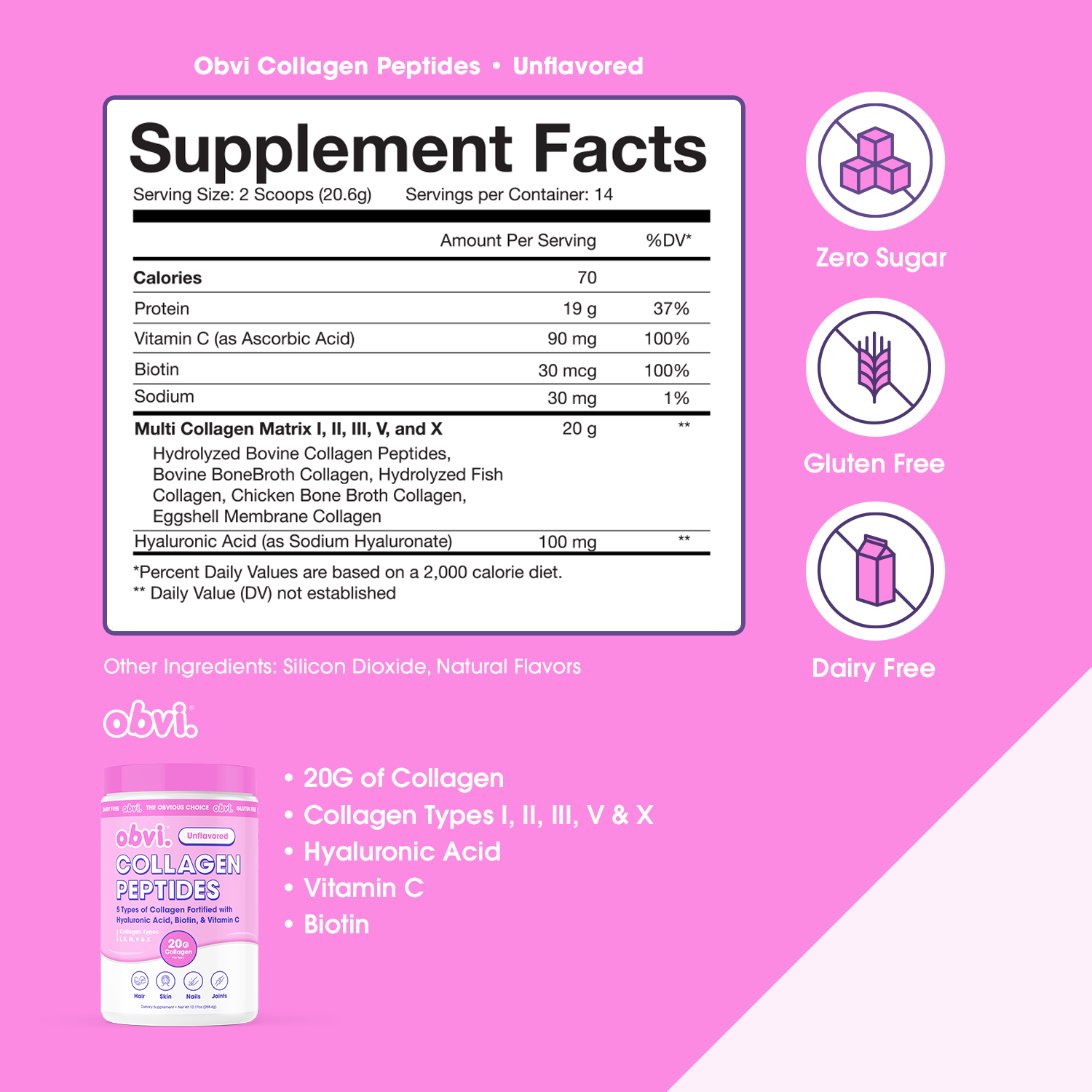 Obvi - Wholesale Protein/Superfood Powder - Obvi 20g Collagen Peptides Powder-Unflavored Beauty, Health 5