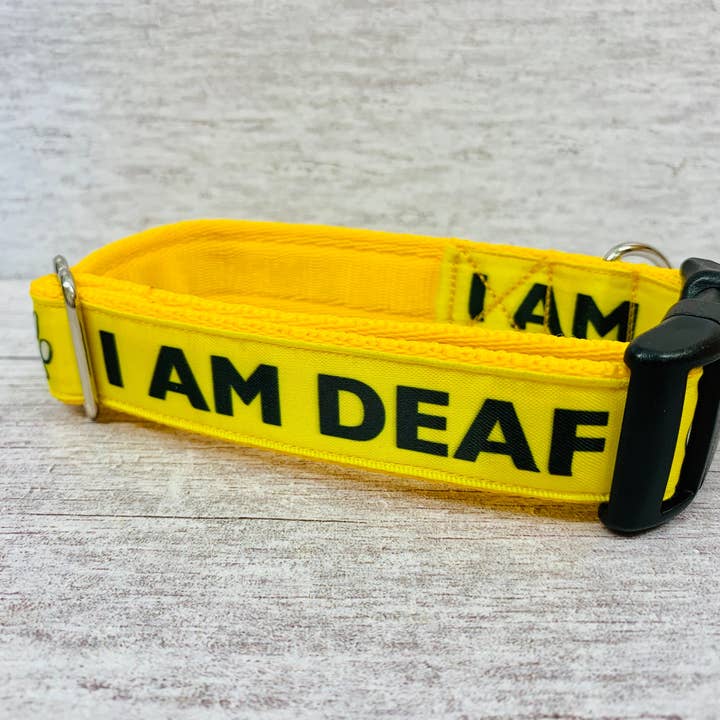 Jeg er døv med pote print bånd hundehalsbånd - Alert ** Choic for engroshandel hos Dottie's Pet Boutique