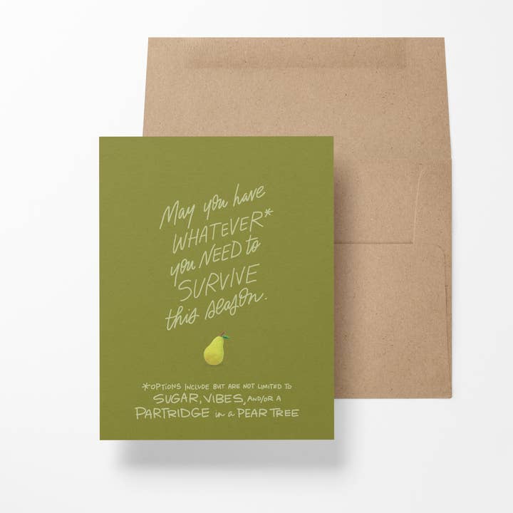 Survive the Season Pear Holiday Card för wholesale av Good Letters Design