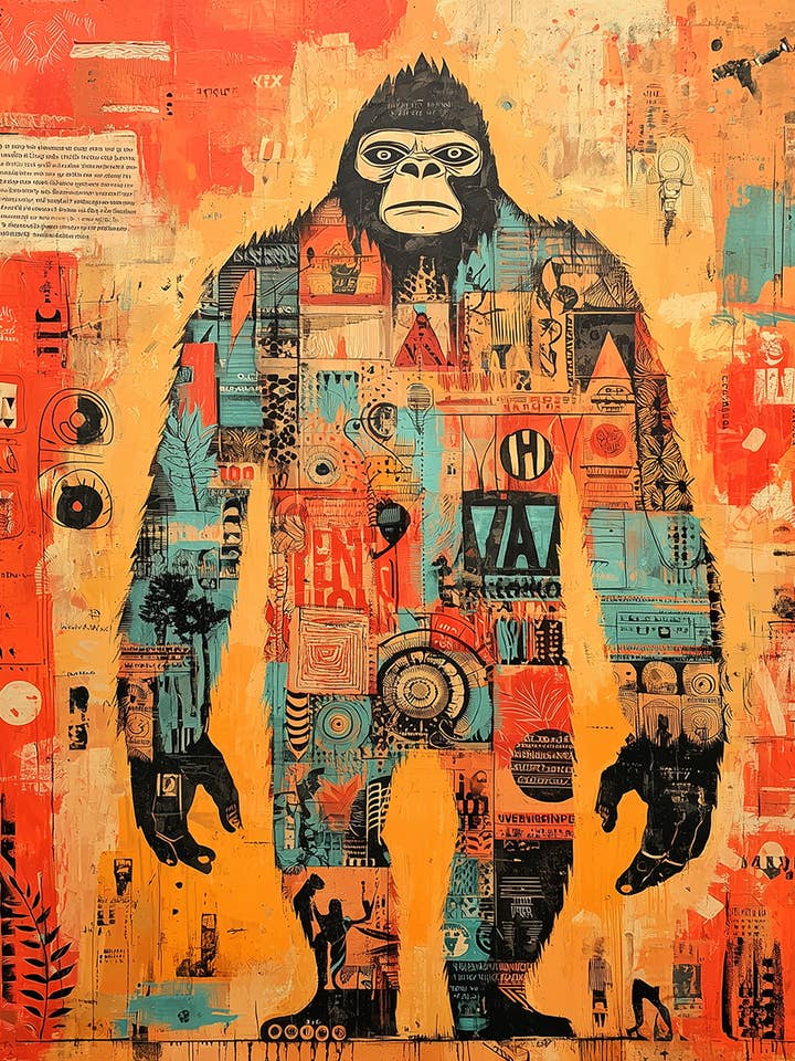 Bigfoot med Petroglyfer Konsttryck - Bigfoot & Sasquatch 8"x10" Konstverk för 11"x14" Ram för wholesale av Mowbi