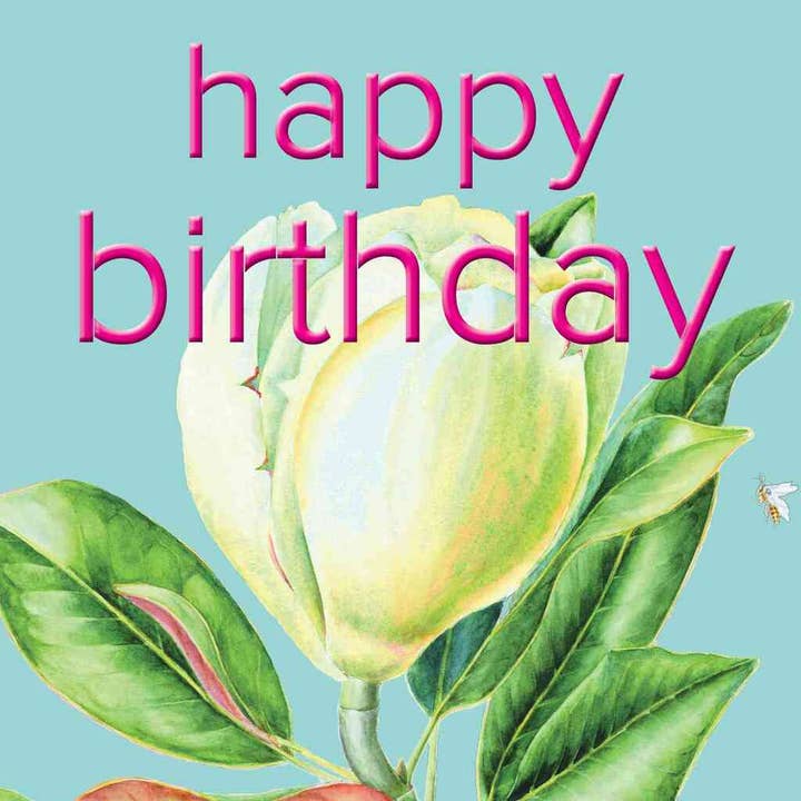 Birthday Greeting card - Pink Magnolia - Sky Blue for wholesale by Zaquarella