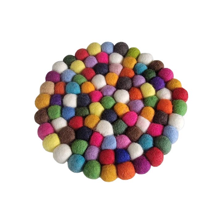Evergreen Guardian Imports - Wholesale Trivet - BA664A Wool Felt Multicolored Balls Trivet/Hot Pad Round4