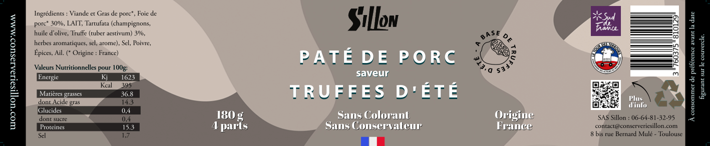 Sillon - Wholesale Pork - Pork Pâté, Summer Truffle Flavor 180g1