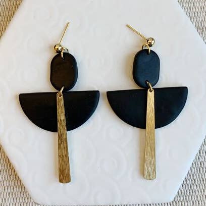 Flamme Sort Art Deco Ball Stud Øreringe for engroshandel hos Kismet Klay