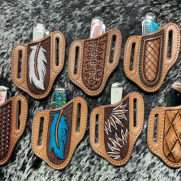 Shokunin USA - Wholesale Pocket Knife/Holder - Artisan Custom Designed Leather Pancake Holsters