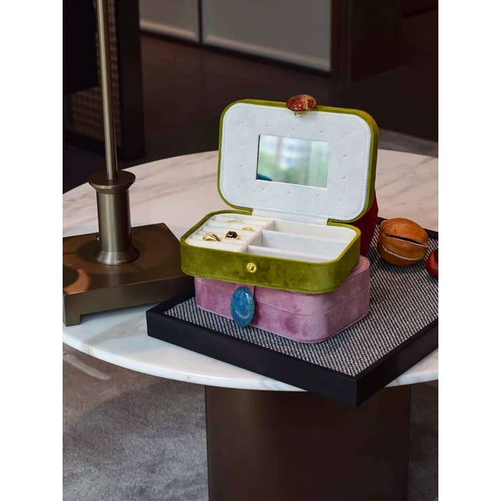 INSPECIAL HOME - Wholesale Jewelry Box/Organizer - Vintage Pebble Velvet Jewellery Box Accessory Storage Case 3