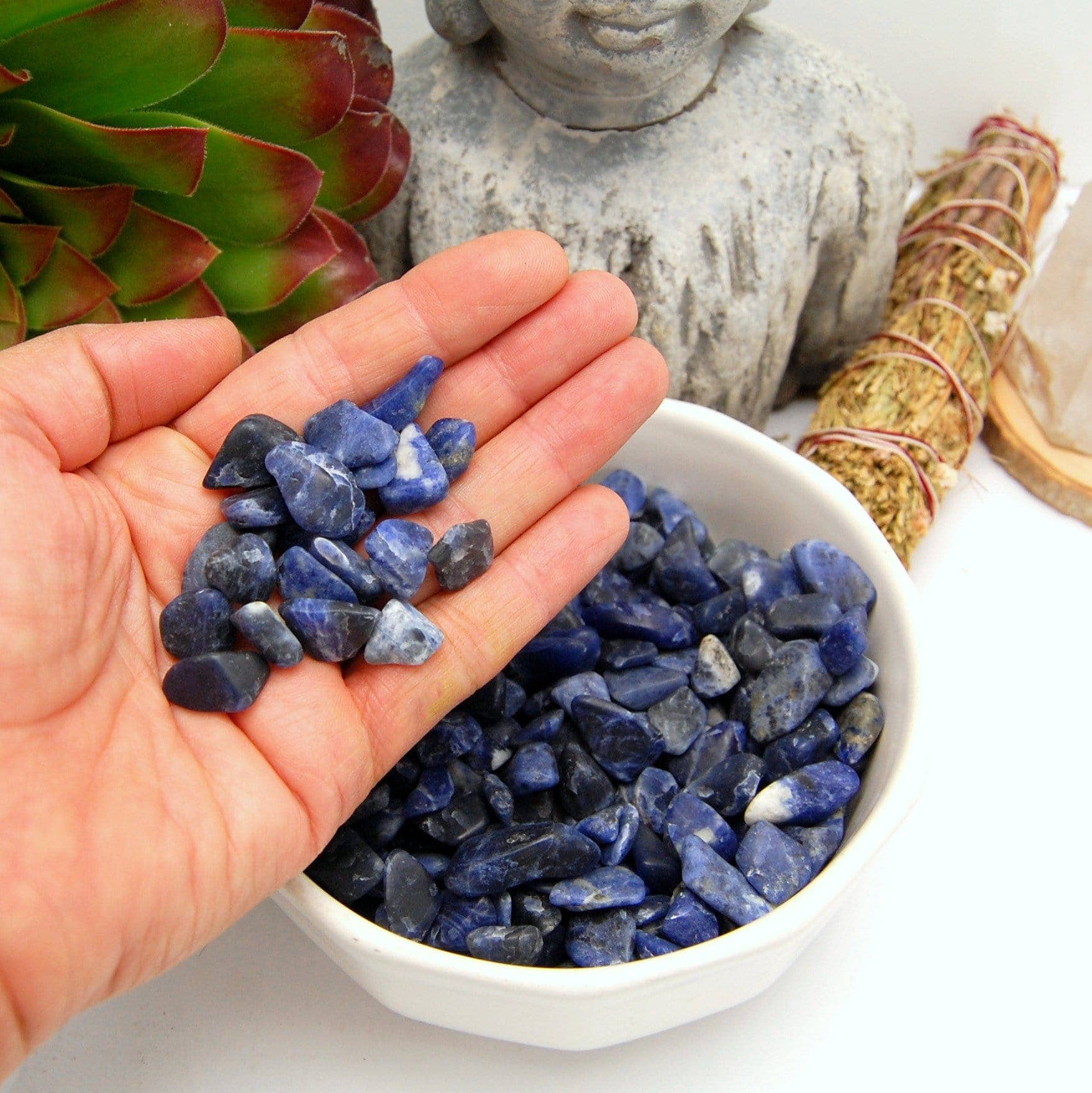 Rock Paradise - Wholesale Spiritual Stone/Crystal - Crystal Blue Sodalite Tumbled Gemstones 1 lb Polished Stones0