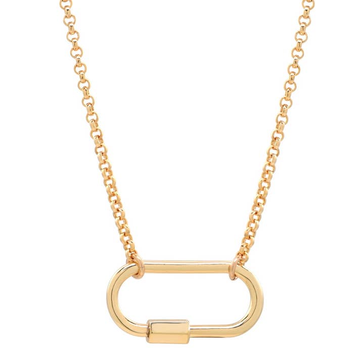 Rolo Chain Carabiner Necklace for wholesale by Ofina Jewelry