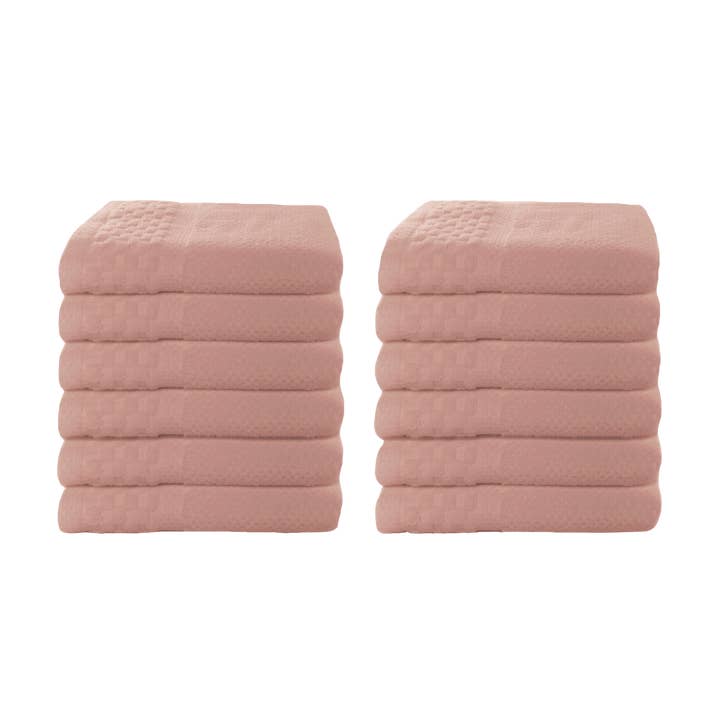 Rosa 12er-Pack Waschlappen-Set 100% Baumwolle 13x13 Strukturierte Handtücher für den Großhandel von Cozablu Home Towels