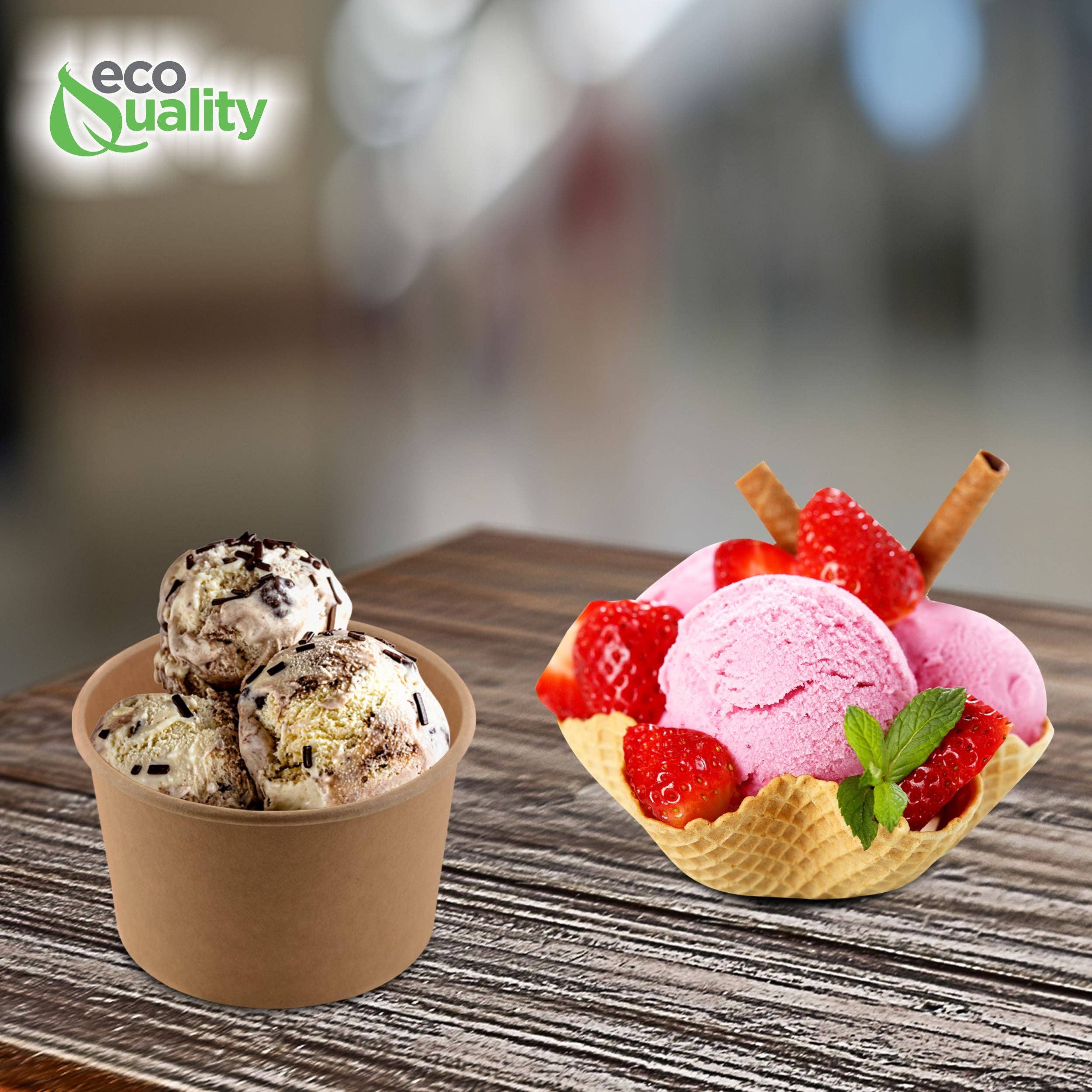 EcoQuality - Wholesale Disposable Cup - 8oz Disposable Kraft Paper Food Soup Cup Ice Cream Yogurt7