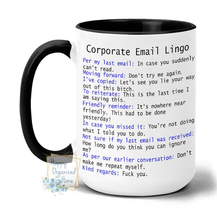 Happy Organized Home - Wholesale Coffee Mug - Corporate Email Lingo Coffee Mug0