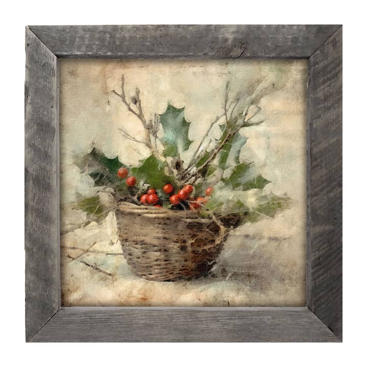 ginger blue - Wholesale Art Print - Basket- holly berries1