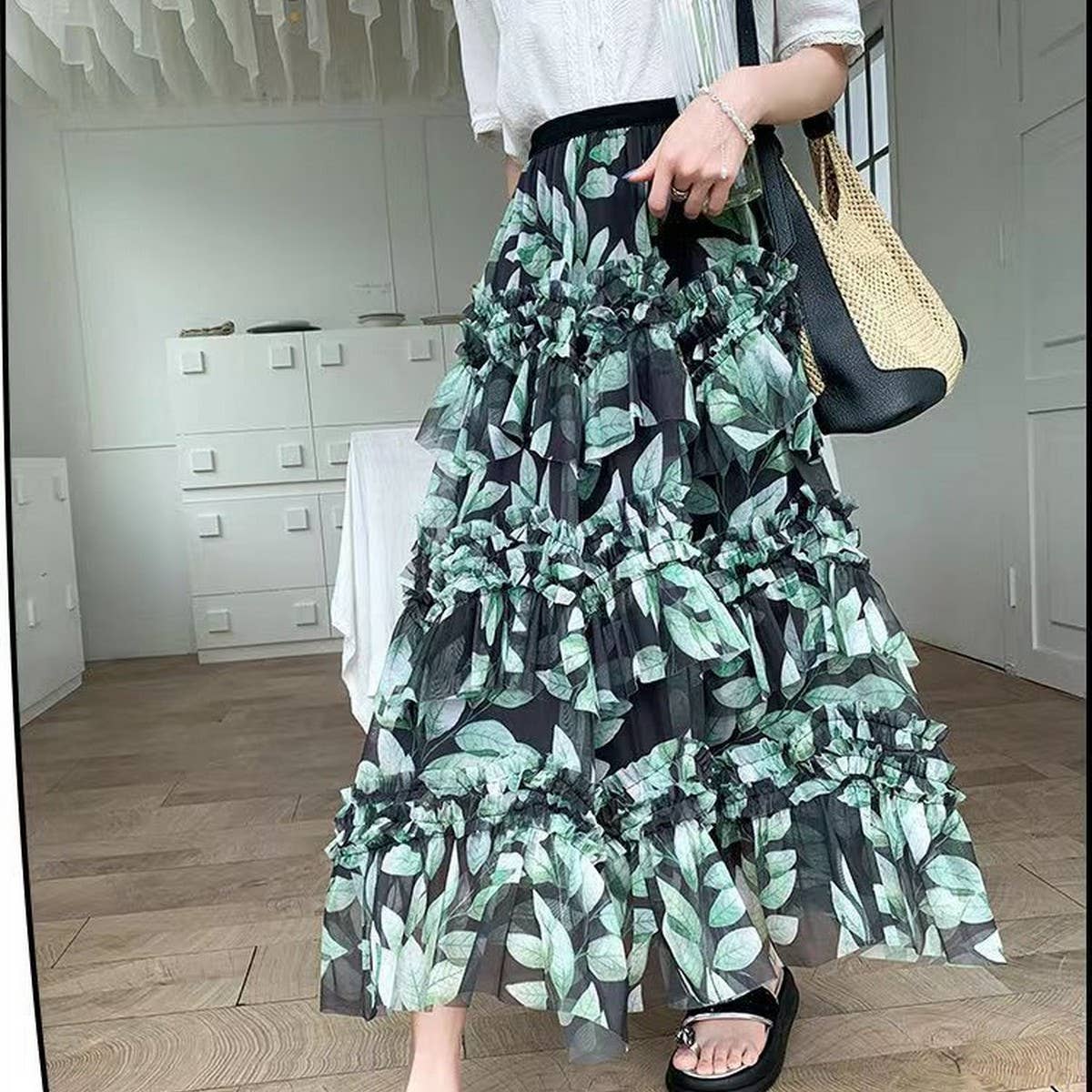 ACCITY - Wholesale Skirt - Women's - LAYERING TULLE SKIRTS WITH FLORAL PRINTS_CWBLS040012