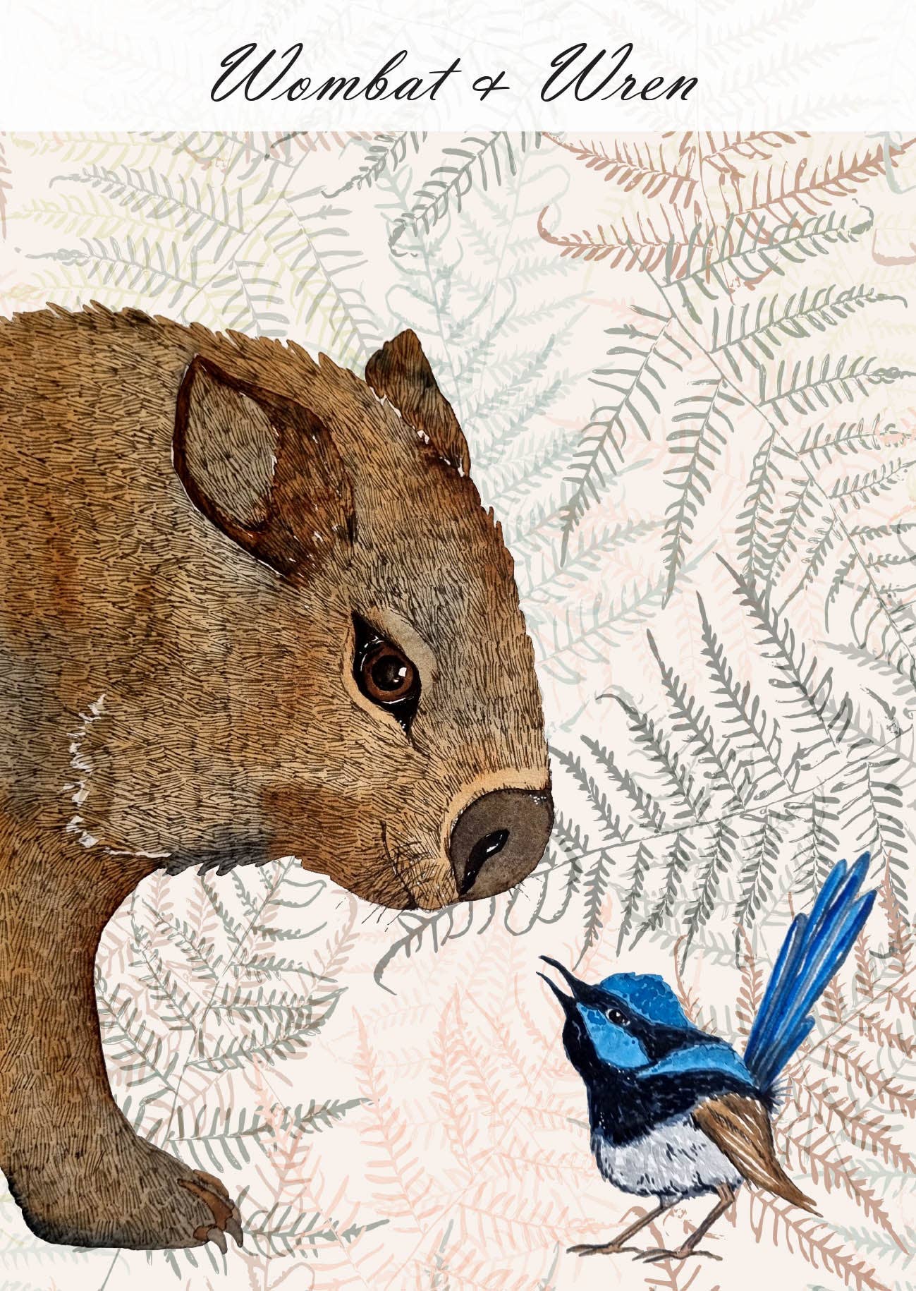 Bosa Art Co - Wholesale Postcard - Postcards of Australia - Wombat & Wren1