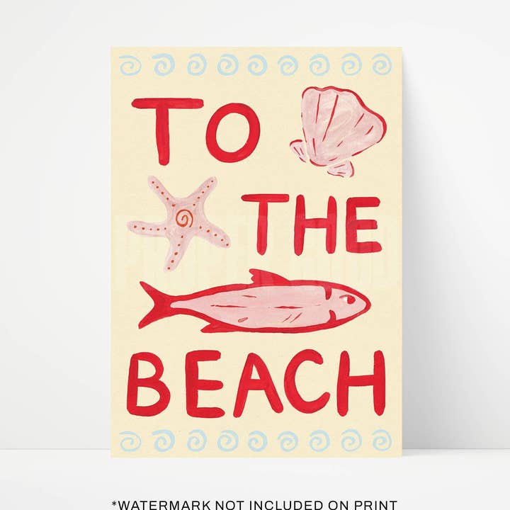 To The Beach Hand Painted Print for wholesale by Proper Good