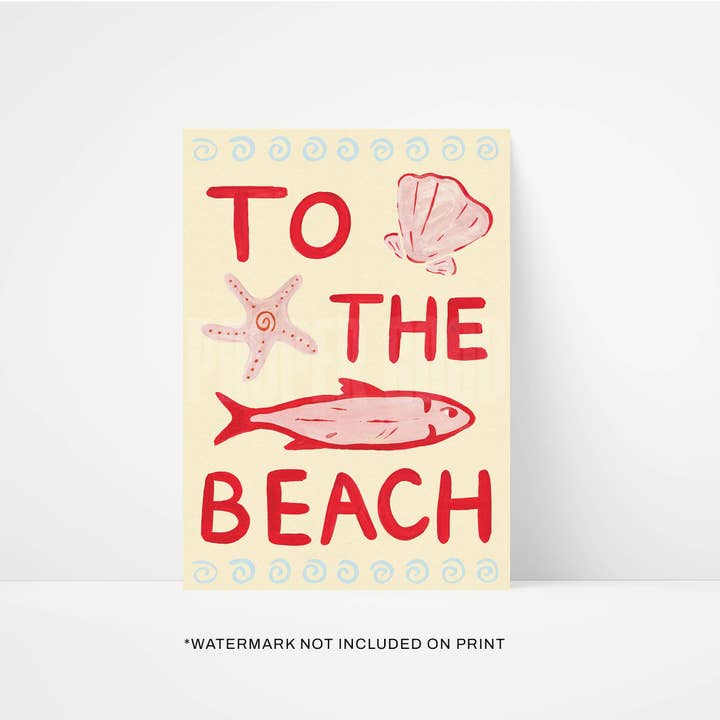 To The Beach Hand Painted Print for wholesale by Proper Good