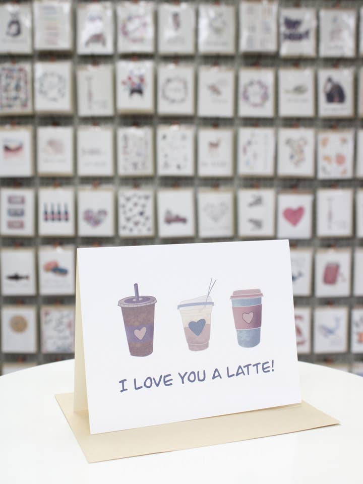 Love you a Latte Card for wholesale by Covered With Art