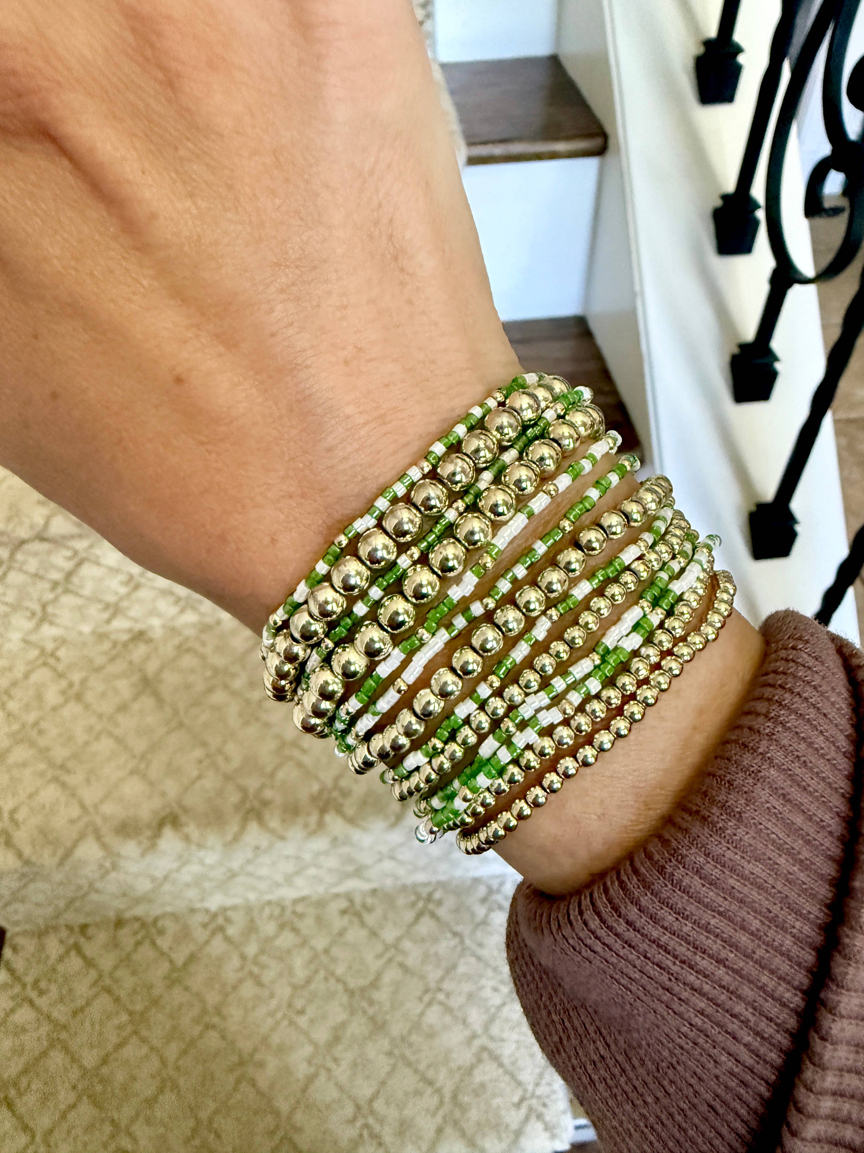 Back Bay Bead Company - Wholesale Beaded Bracelet - Game Day Bracelets Seed Bead Gold Filled Stretch Bracelets 9