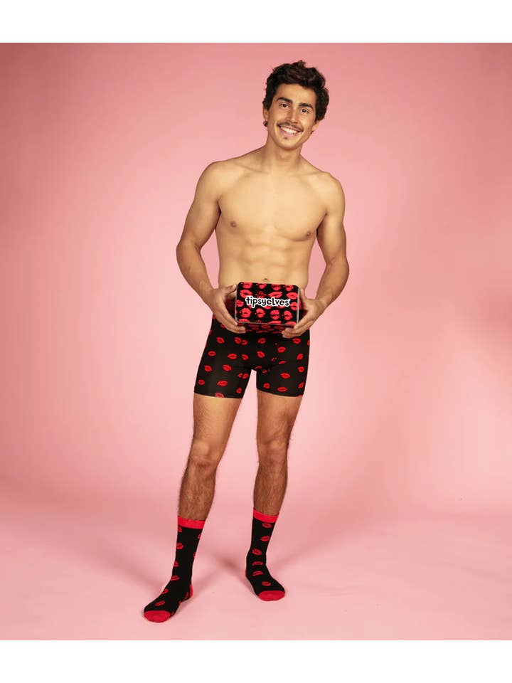 Tipsy Elves - Wholesale Underwear - Men's - Men's Kiss Attack Boxers & Socks Valentine's Day Gift Set
