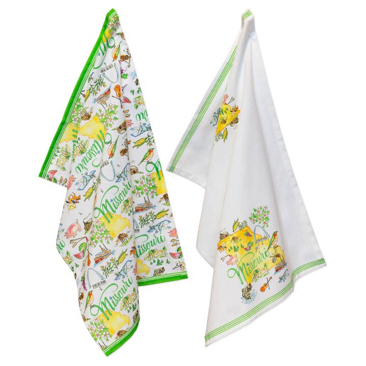Boston International - Wholesale Tea Towel - MO Missouri State Collection 28" Cotton Tea Towels Set Of 2
