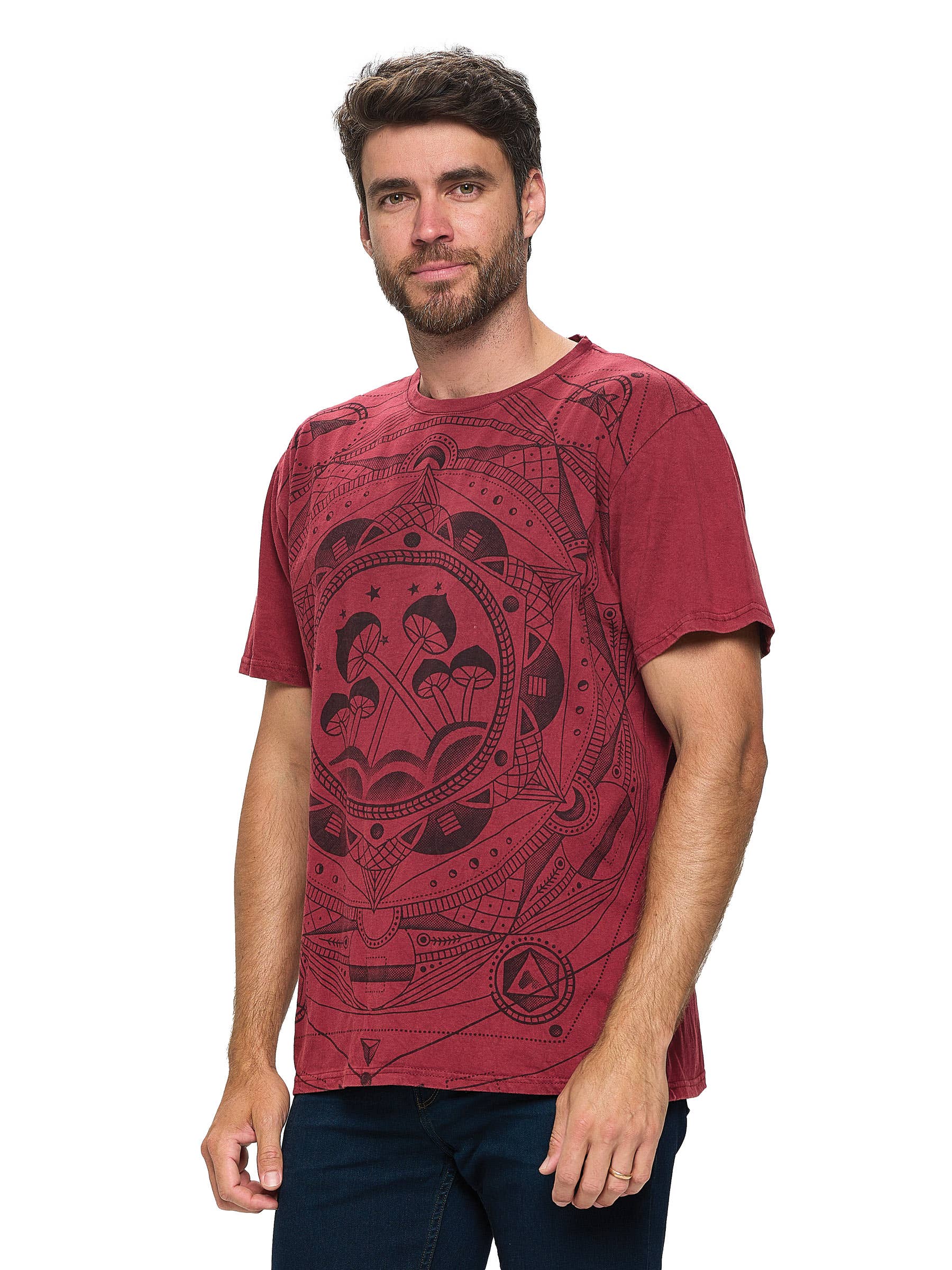 Yak & Yeti - Vente T-shirt sérigraphié – homme - T-shirt Sacred Geometry Mushrooms pour hommes4