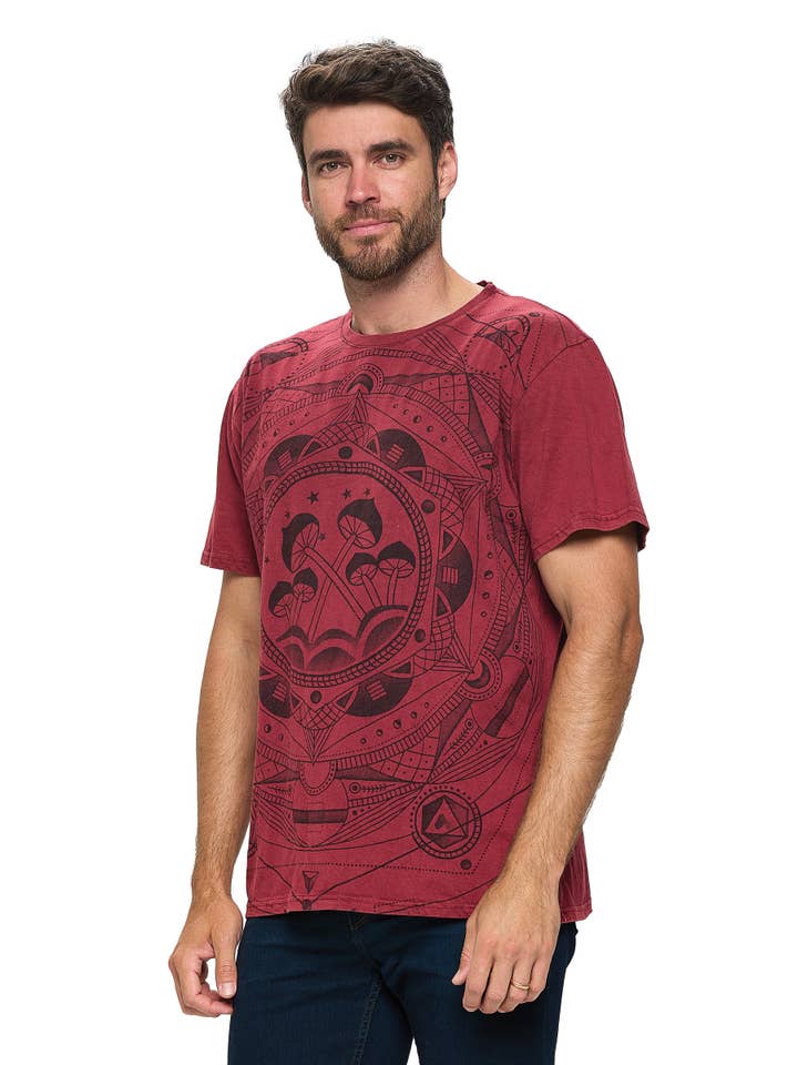 Yak & Yeti - Wholesale Screen Printed T-Shirt - Men's - Men's T-Shirt Sacred Geometry Mushrooms4