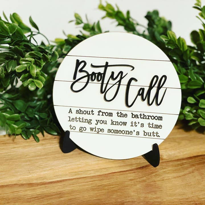 bluefortytwodesigns – Großhandel Badezimmerschild – Booty Call Shiplap Badezimmerschild, rund, 15,2 cm