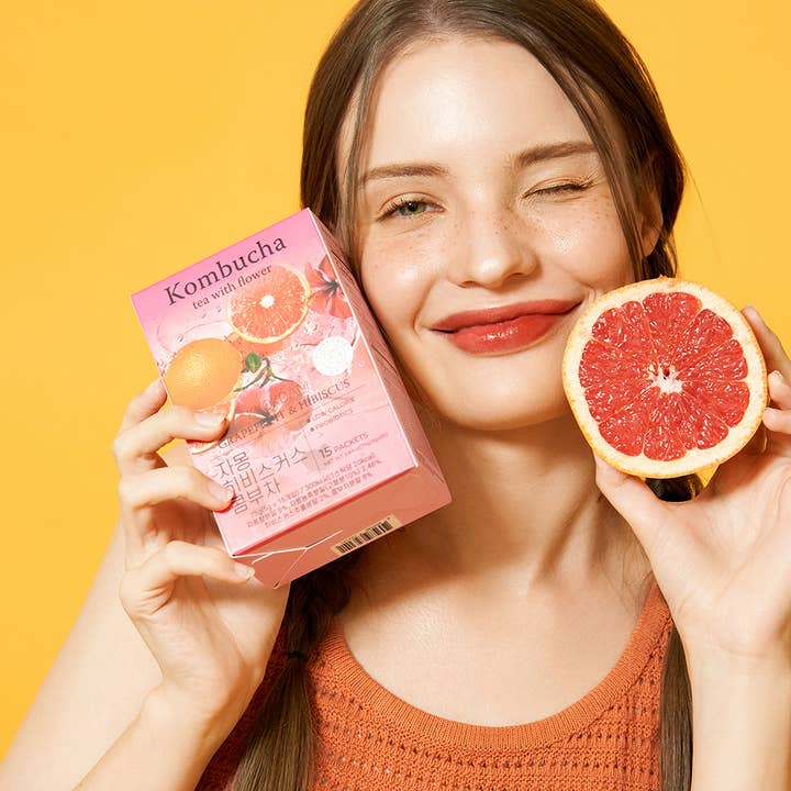 KKOKDAM Premium Flower Tea - Wholesale Powdered health drink - Flower Kombucha Tea (15 Packets) - Grapefruit&Hibiscus7