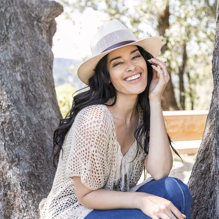 American Hat Makers - Wholesale Straw Hat - Unisex - Safari Vented Straw Fedora Hat - Style Milan