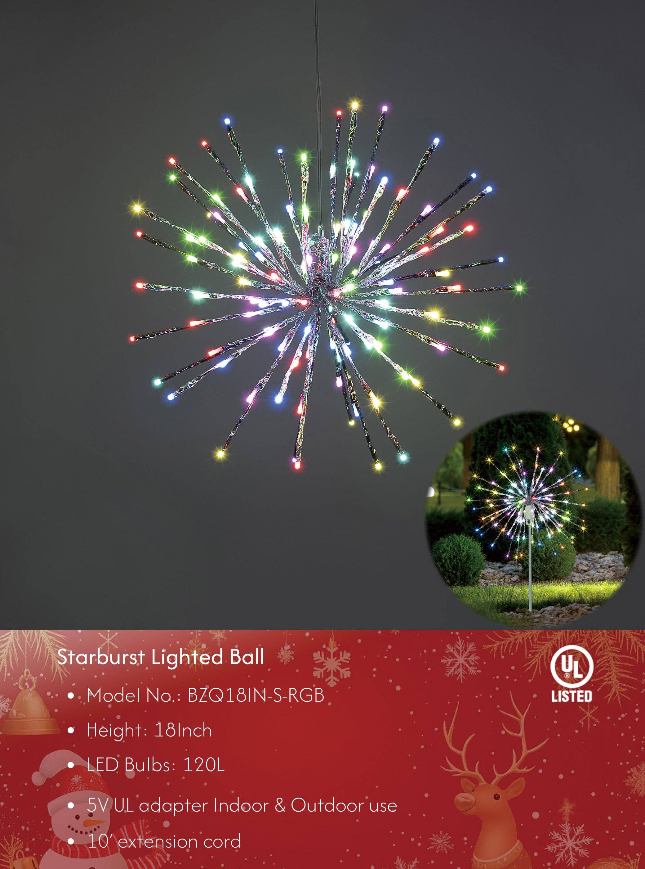 LIGHTSHARE - Wholesale Outdoor/Lawn Light - Starburst Light Lighted Ball LED Firework Lights White Twink58