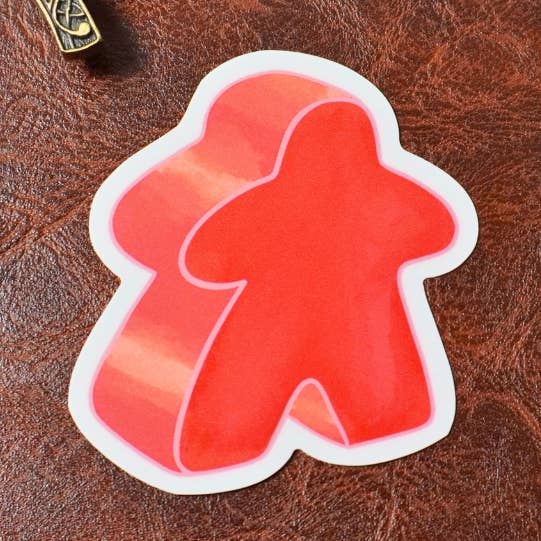 Red Meeple Sticker for wholesale by Minva Tabletop Design Co