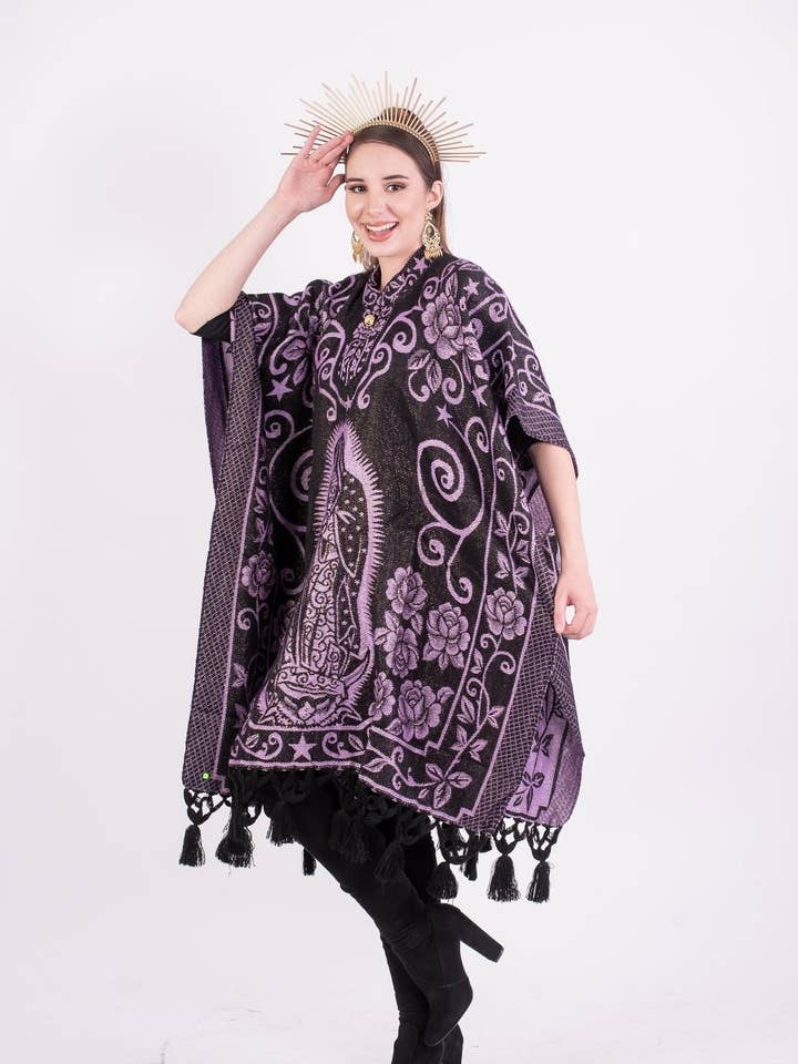 Guadalupe Shimmering Poncho Lilac for wholesale by Cielito Lindo